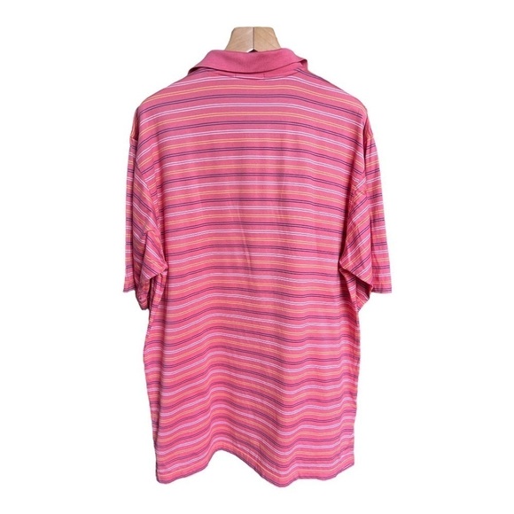 Peter Millar Men’s Double Mercerized Pink Striped Golf Polo Shirt, Size XL - Picture 2 of 8